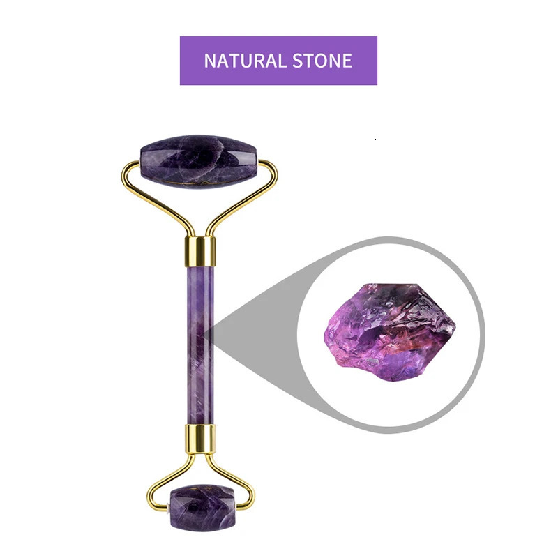 Natural Stone Amethyst Jade Roller Gua Sha Massager For - Acupuncture Beauty Skin Care Gouache Scraper Set 250716