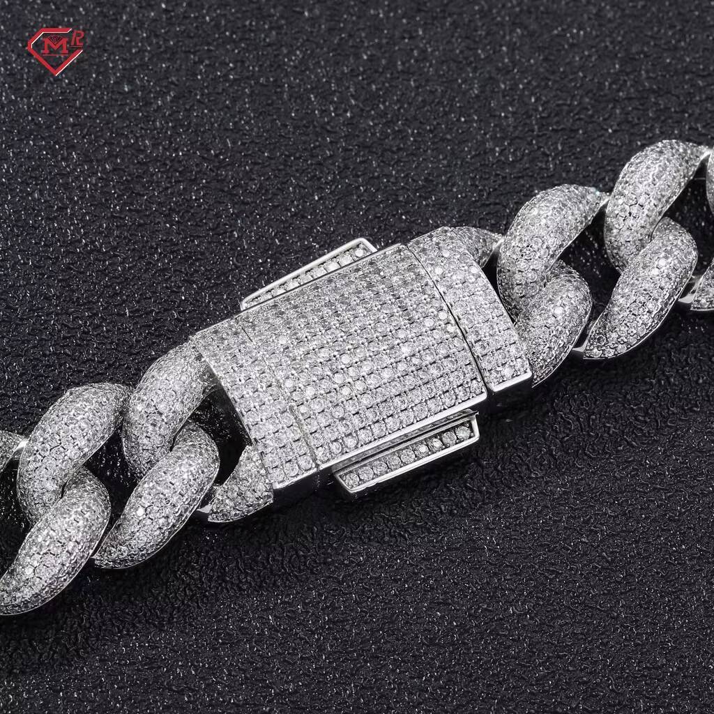 Luxury 18mm Cuban Chain Sterling Silver VVS Iced Out Hip Hop Borderless Miami Cuban Link Chain