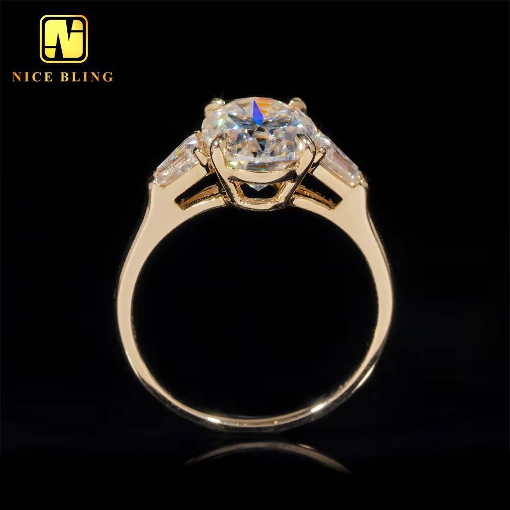 Fine Jewelry 14K Real Gold Diamond Wedding Rings Women Oval Cut Claw Setting VVS Moissanite Engagement Ring for Women