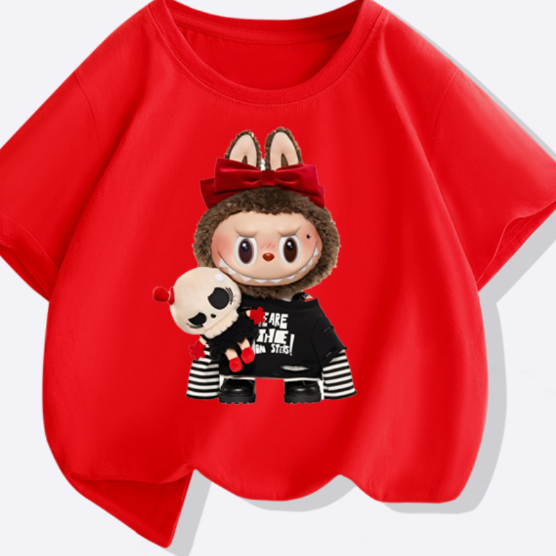 LABUBU boys and girls T-shirt children's designer clothing pattern printed design children's t-shirt summer top comfortable soft suitable fo