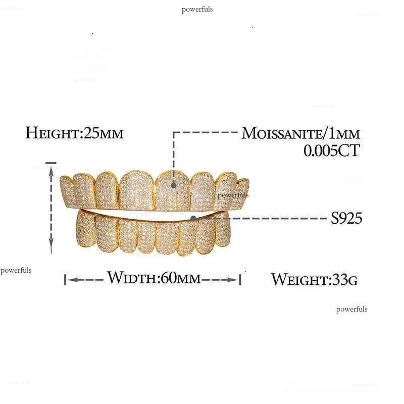 Custom Made Personalized Vvs Vvs1 Moissanite Dia Mens Hip Hop 14k White Iced Out Gold Plate Grillz Teeth Decoration