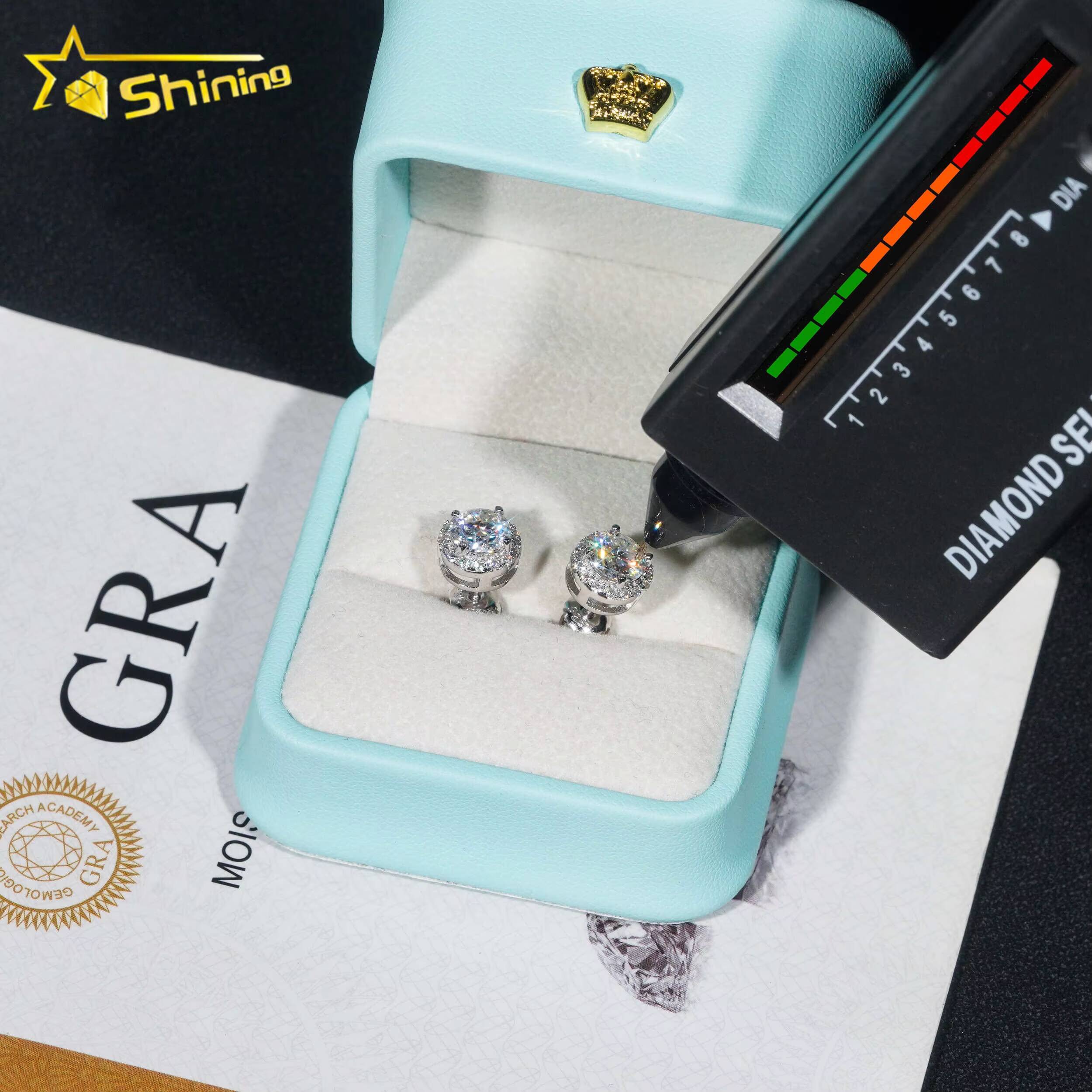 Ready to Ship Pass Diamond Tester Hot Selling Fine Jewelry 925 Sterling Silver Hip Hop VVS Moissanite Stud Earrings