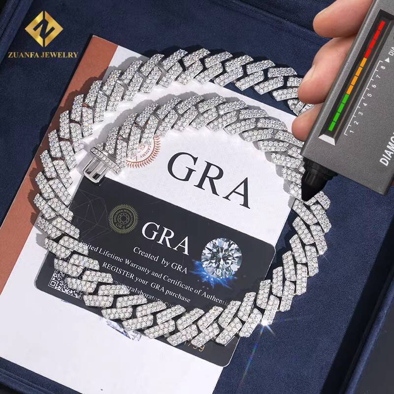Wholesale Price Fashion Cuban Link Chain 925 Sterling Silver Moissanite 16mm Men Hip Hop Rapper Luxury Pass Diamond Tester