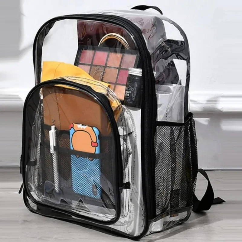Backpack Waterproof Transparent School Bag Girl Large Capacity Backpack Solid Clear Backpack Men Fashion Transparent Plastic Bag 250714