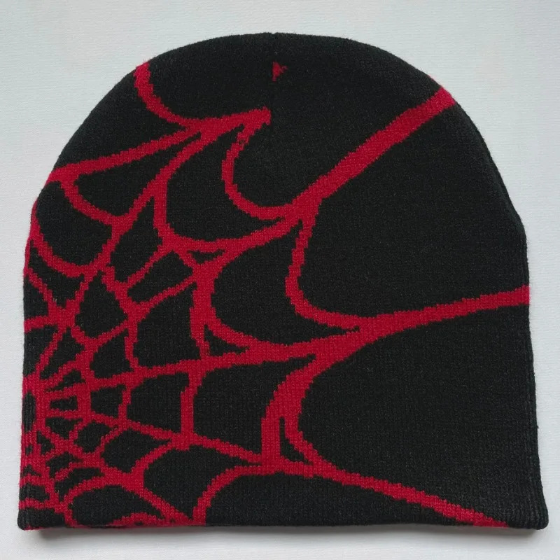 Fashion Knitting Spider Web Hat for Men Women Pullover Pile Cap Y2k Goth Warm Beanie Hats Hip-hop Street Cap 250717