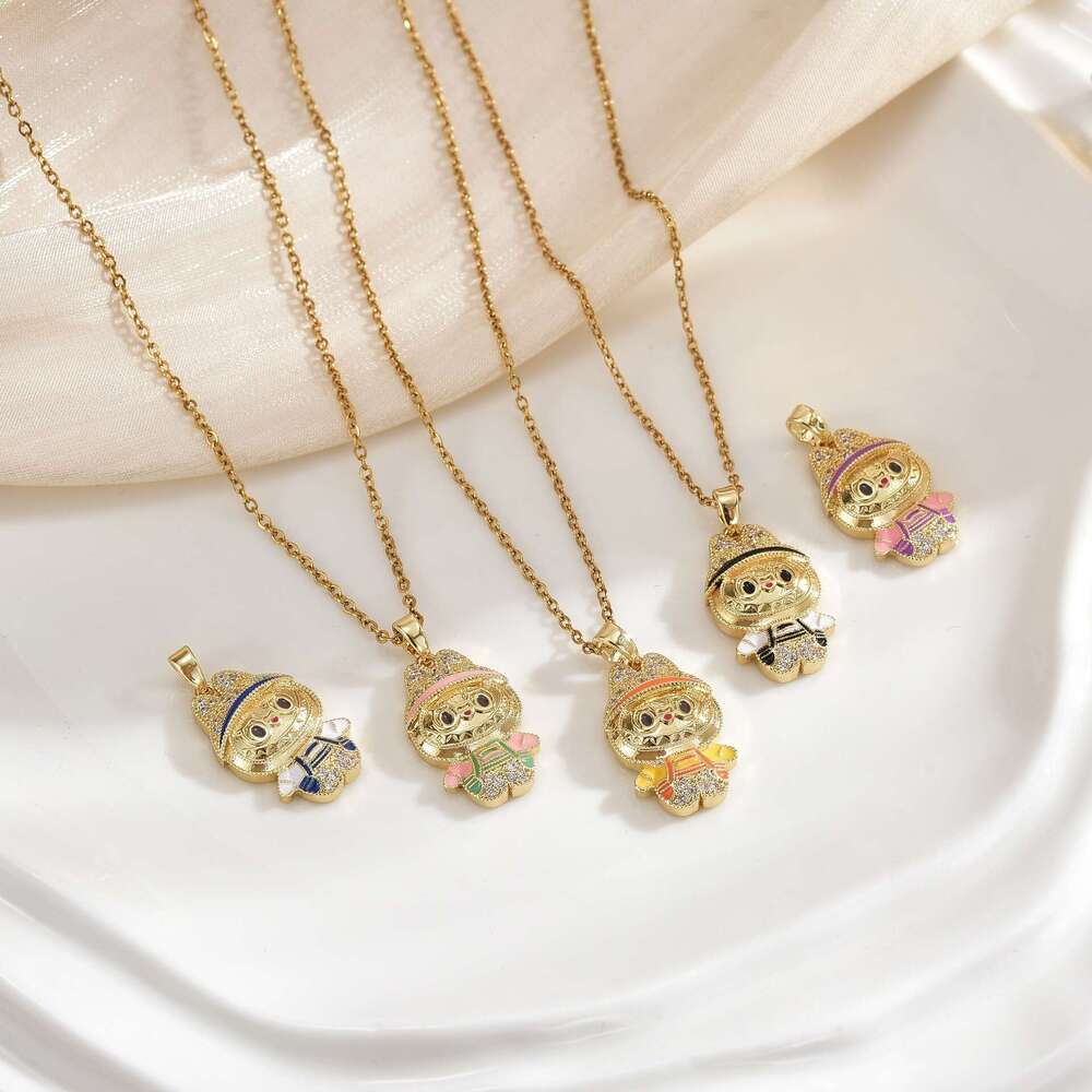 Cartoon Cute Labubu Pendant Fashion Versatile Necklace For Women Exquisite Collarbone Chain Best Friend Small Gift 4Eb