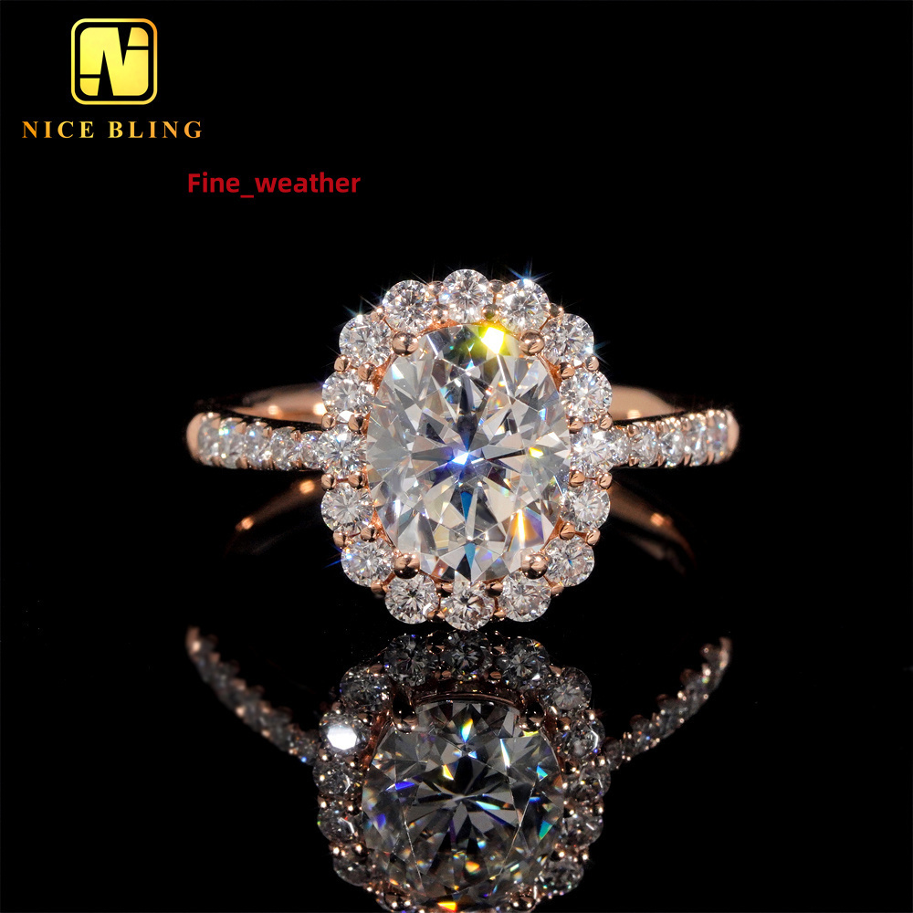 Fashion VVS Moissanite Diamond Wedding Rings 14K Real Gold Wedding Ring Oval Cut Engagement Ring for Women