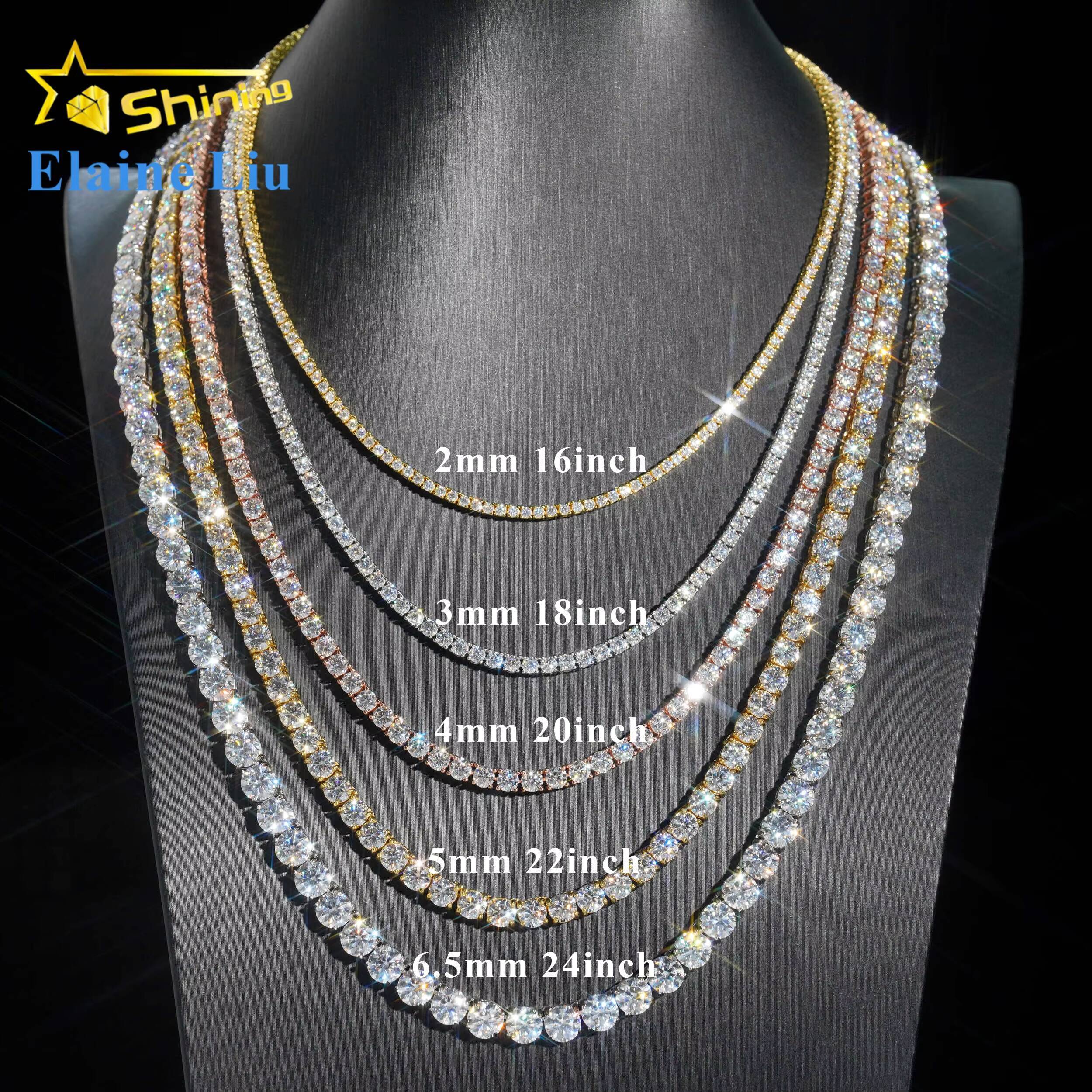 Wholesale Price RTS Tennis Bracelet Necklace Sterling Silver 925 Vvs Moissanite Diamond Hip Hop Jewelry Iced Out Tennis Chain