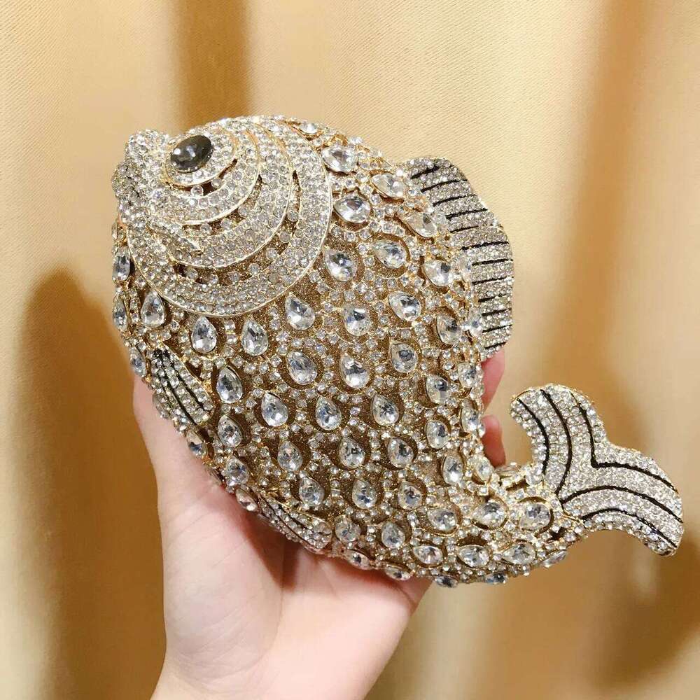 Dinner Bag Mermaid Full Dia Crystal Animal Goldfish Style Celebration Party Birthday Wedding Clutch