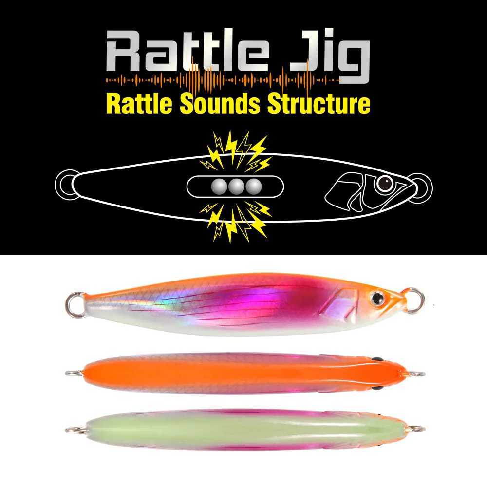 2024 FSTK RattLE Jig Sea 20g30g40g60g80g Long Casting Lure Spinning Artificial Bait with Hook Spoon Fishing TackLE Z250717