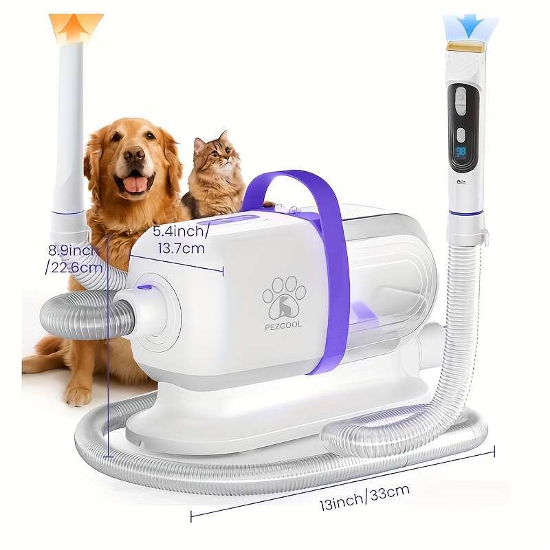 8-in-1 Removal And Grooming, 74.39 Oz Cup Cleaner Drying Function, Low Noise Vacuum Cleaner, Upgraded Powerful Dog Grooming Kit With 6 Tools, Suitable