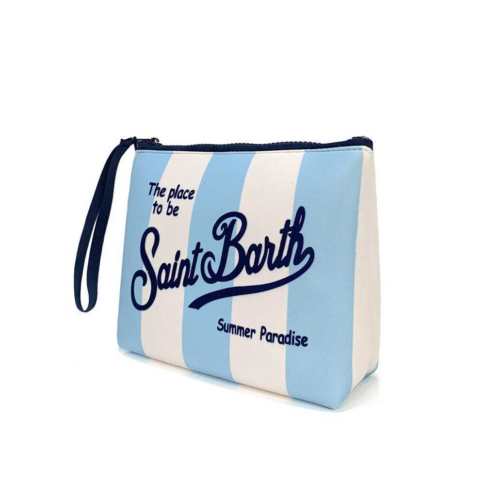 3 Saint B-Barth Striped Zip-Up Clutch Bag Neoprene Toiletry Bag Womens Neoprene Cosmetic Bag Unisex Neoprene Makeup Bag y250717
