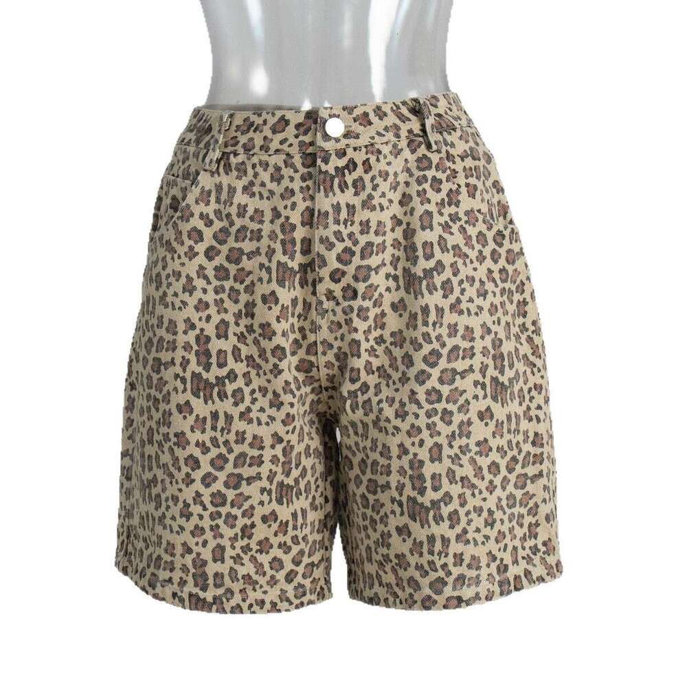 Pure Cotton Spring Summer Fashion Five-Point Ins Style Street Leopard Print Shorts For Women B5