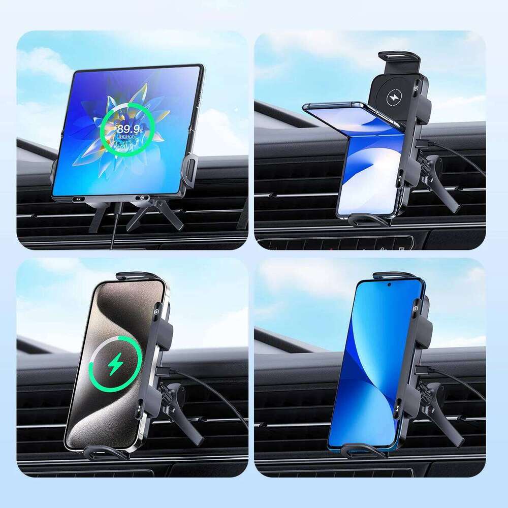 Foldable Car Wireless Charging Mount Universal Phone Holder Intelligent Induction Electric Rotation Charger