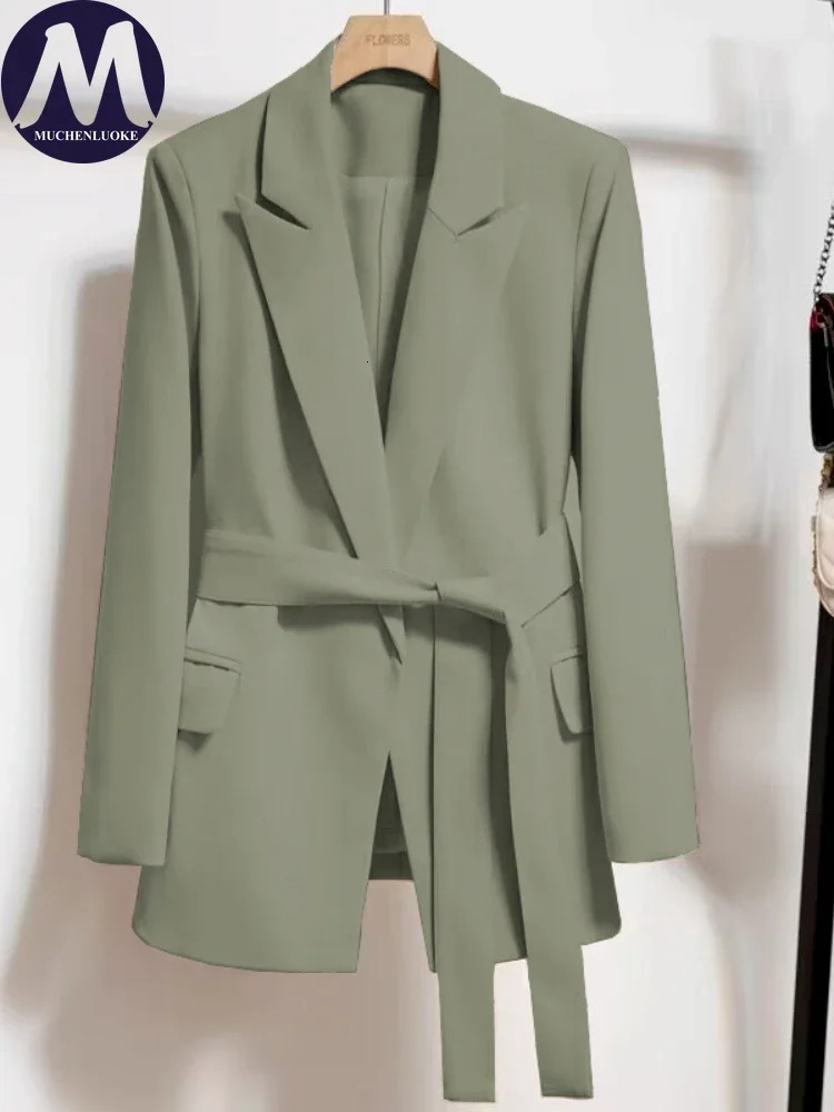 Blazer Woman Spring Autumn Korean Fashion Long Sleeved Lace Up Blazers Coats Casual Loose Womens Office Blazer Tops 250715