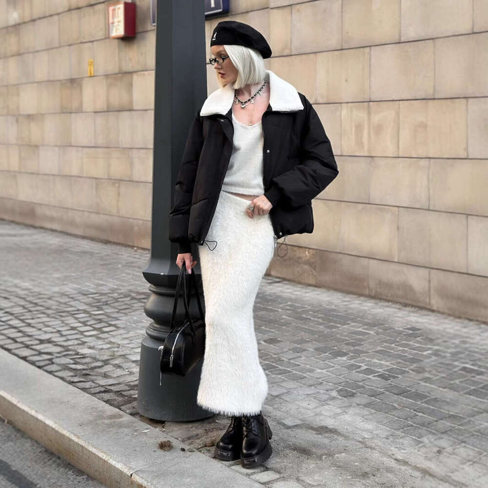 Knitted Fuzzy Autumn Winter New Long Ins Warm Skirt For Women B5