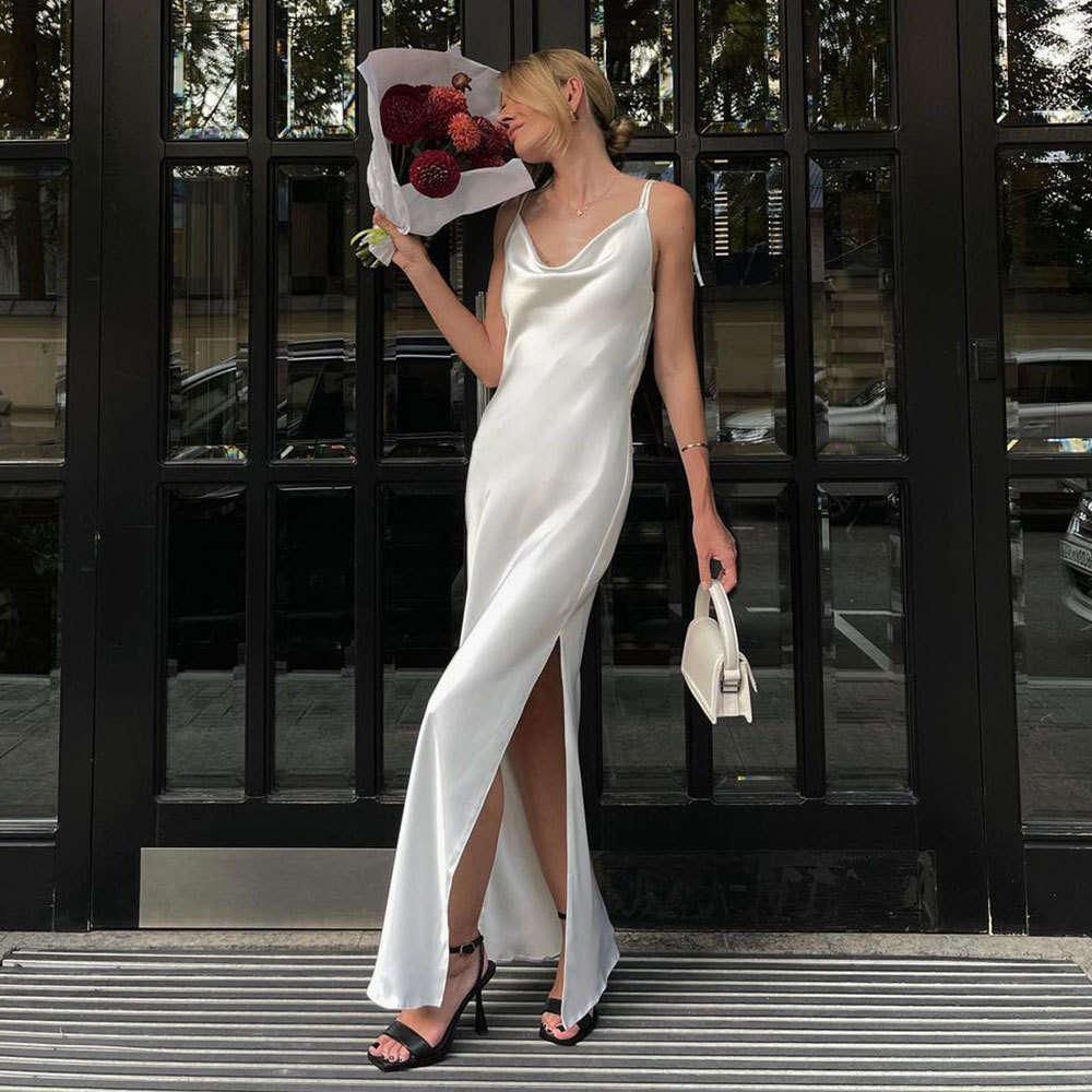 Summer New Hot High-Slit Backless Tie Strap Dress B5
