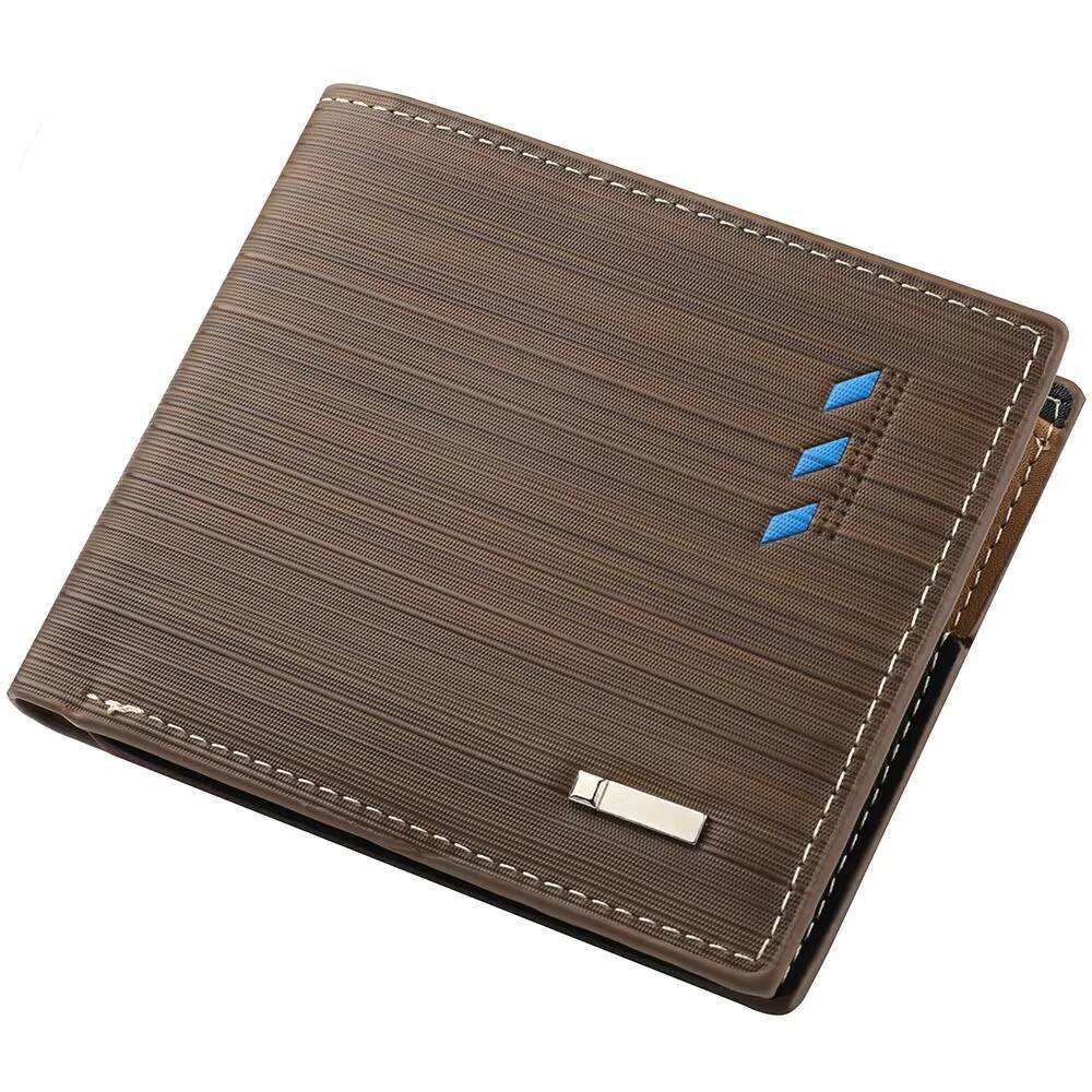 Business Mens Wallet Microfiber Synthetic Leather Short Wallets Men Stripe Male Purse Coin Pouch Multi-functional Cards ddmynov