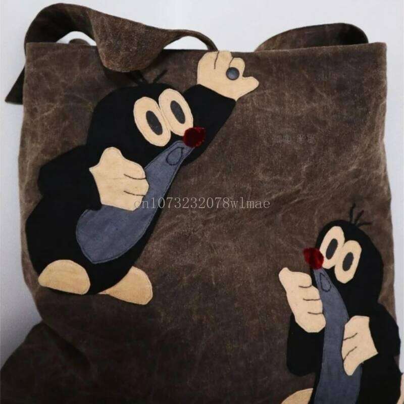 Cute Happy Mole Krtek Bags Women Large Capacity Class Student Tote College Style Commuter Handbag Female Shoulder Bag