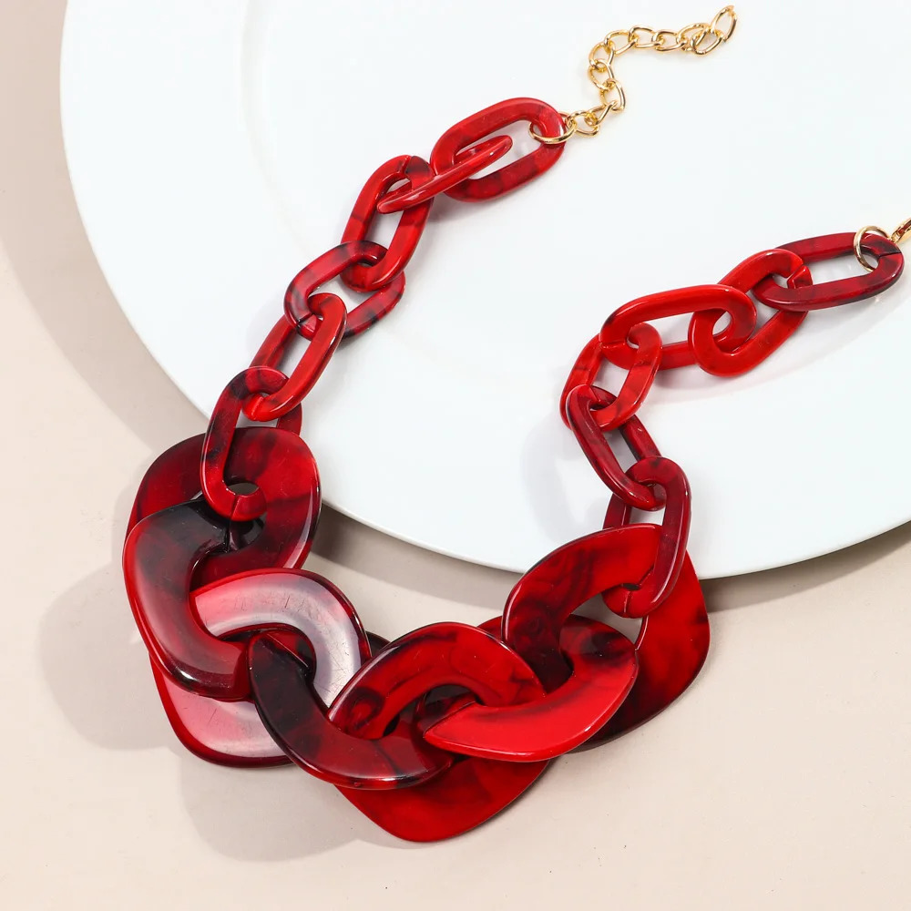 FishSheep Trendy Acrylic Tortoiseshell Choker Necklaces for Women Resin Chain Geometric Pendant Necklace Fashion Jewelry 250716