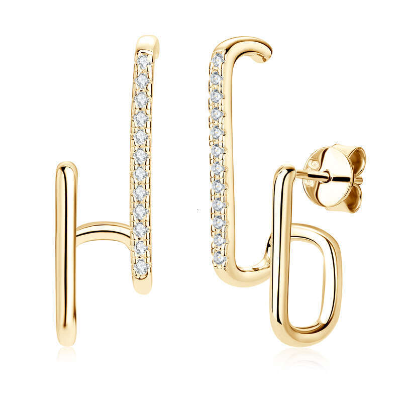 Niche Design Fashionable Personality Geometric Earrings For Women Moissanite High-End Feel Pure Sier Gold-Plated Ear Jewelry 1D5
