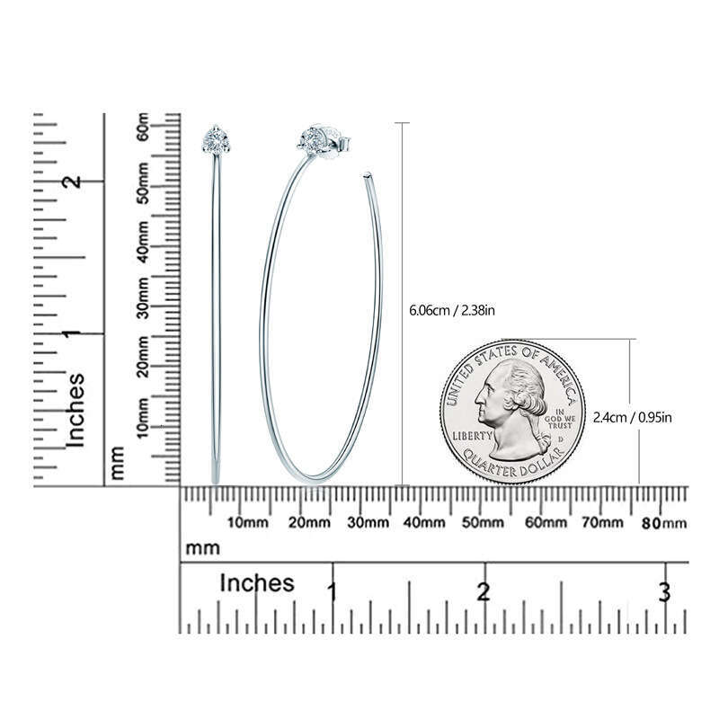 Trendy Internet Celebrity Hoop S Pure Sier Moissanite High Niche Style Exaggerated Earrings For Women Non-Fading A61