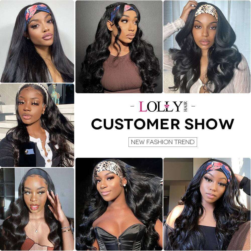 Headband 30 Inch Body Wave Wig 250 Density Remy Human Hair None Lace Front Wigs Full hine Made 100% Real