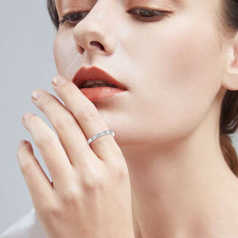 Ins Style Fashion Niche Honeycomb Women's Moissanite High-End Feel Pure Silver Non-Fading Ring 076