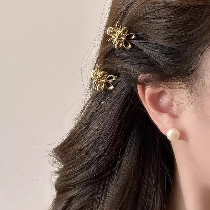 2pcs/set Korean Metal Flower Small Hair Claw Bangs Side Clip Sweet Cute Hairpin Headdress Small Mini Bang Shark Clip Women Girls 250716