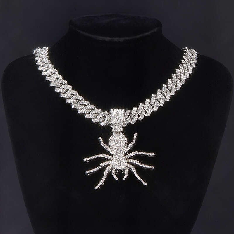 Full Dia Spider Pendant Hip-Hop Style Creative Versatile Unisex Alloy Necklace
