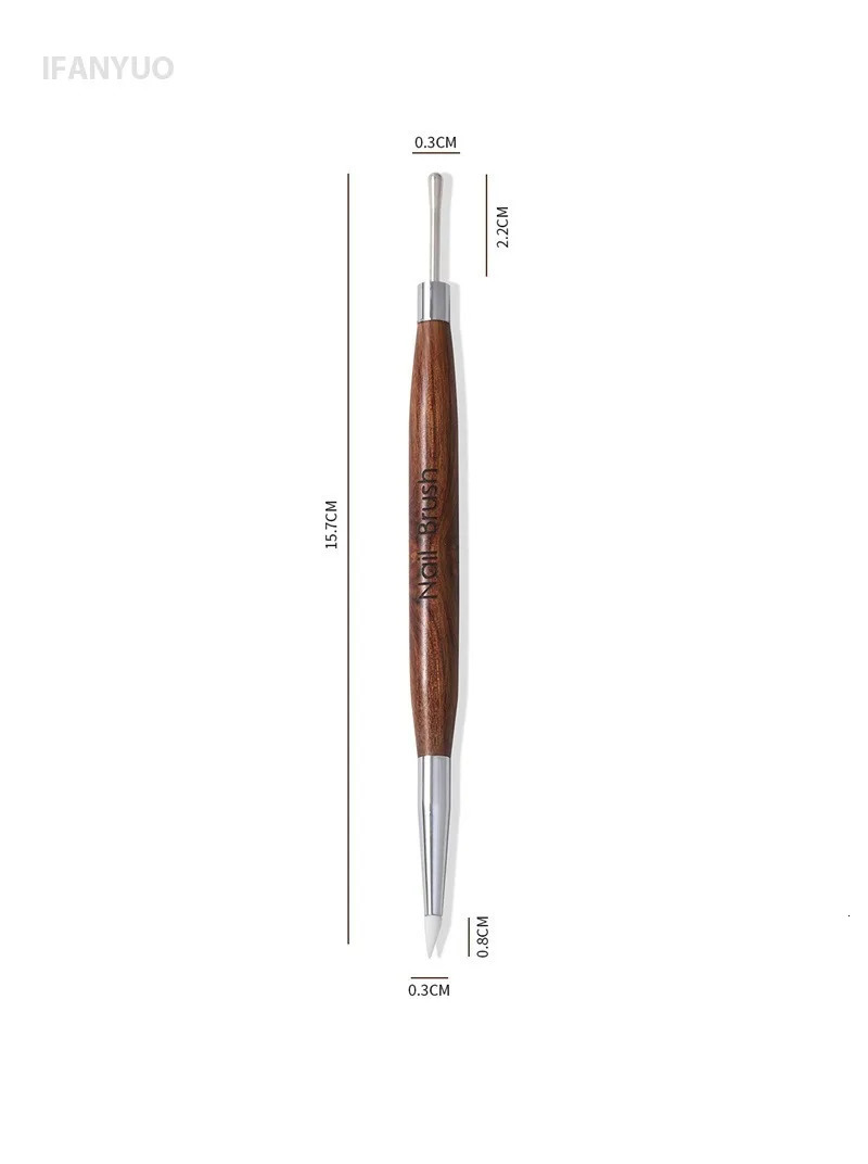 Double Head Nail Art Brush Silicone Spatula Brush Carving Flower Painting Pen Stainless Steel UV Glue Mixed DIY Manicure Tools 250716