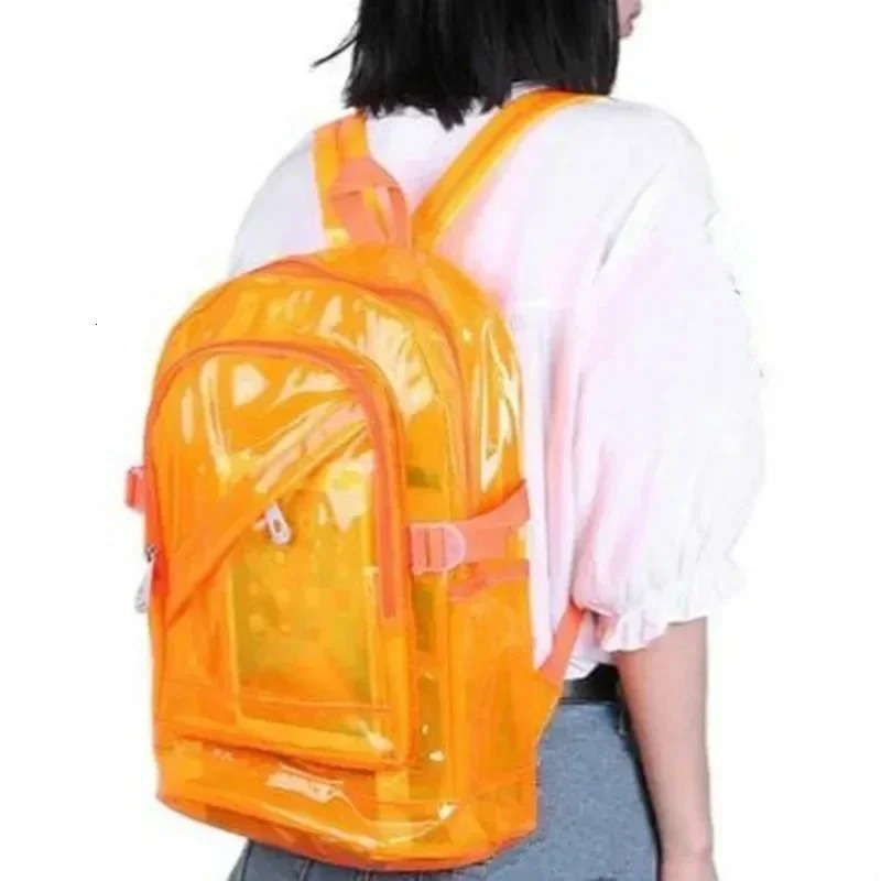 Fashion Transparent Backpack Waterproof PVC Clear Plastic Daily Mini Teenager Girls Notebook School Bag 250714