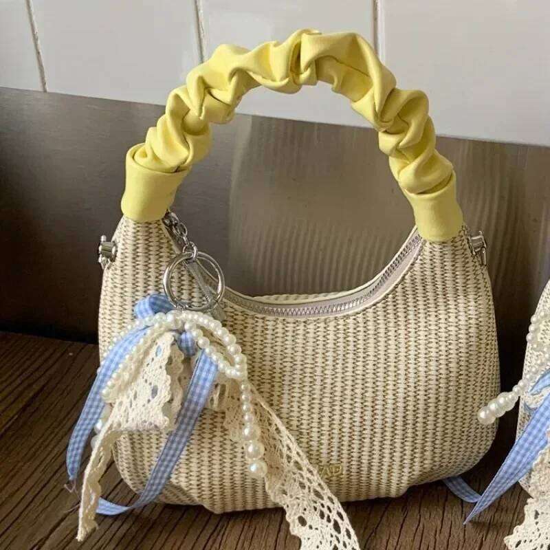 2025 Women's Unique Color-Blocking Chain Strap Crossbody Tote Handbag - Summer Versatile Elegant Small Compact Purse