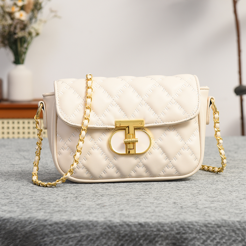 New arrival! Stylish and simple quilted stitched shoulder crossbody bag with a small gold ball chain, a versatile phone bag for women