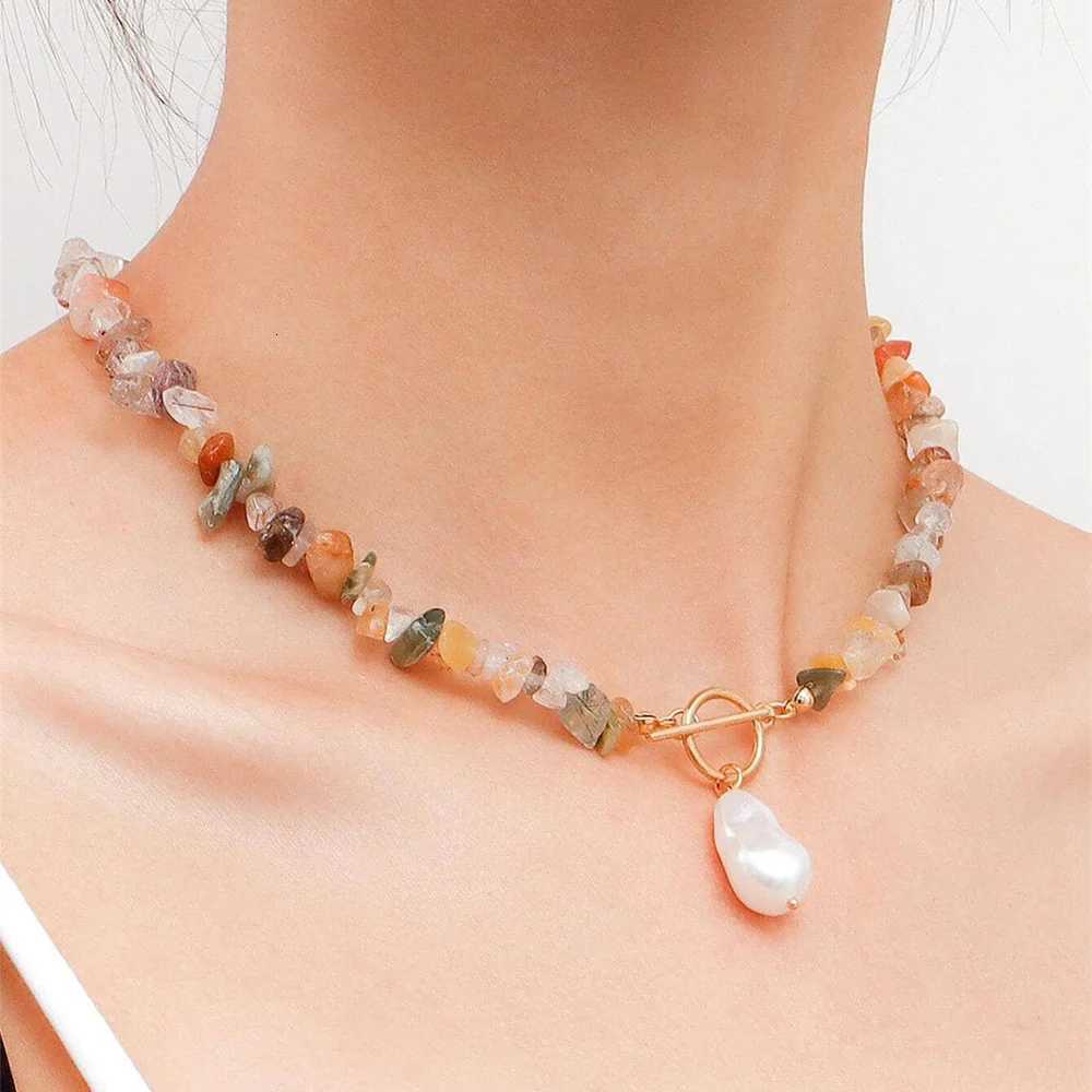 Large Alien Pearl OT Buckle Necklace for Womens Instagram Elegance Simple Jade Turquoise NecklaceXJ250717
