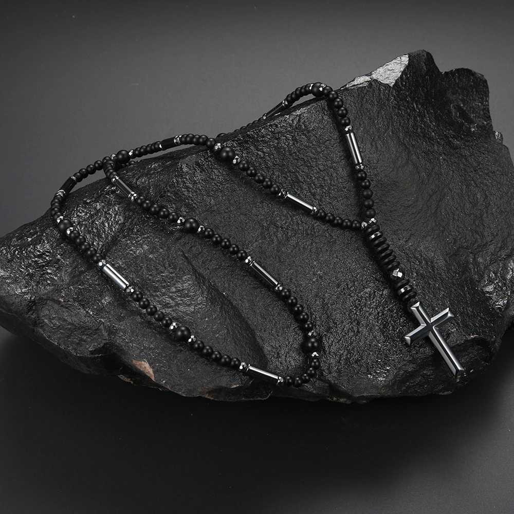 Cool Black Thin Chain Cross Pendant Necklace for Men and Women N075 XJ250717