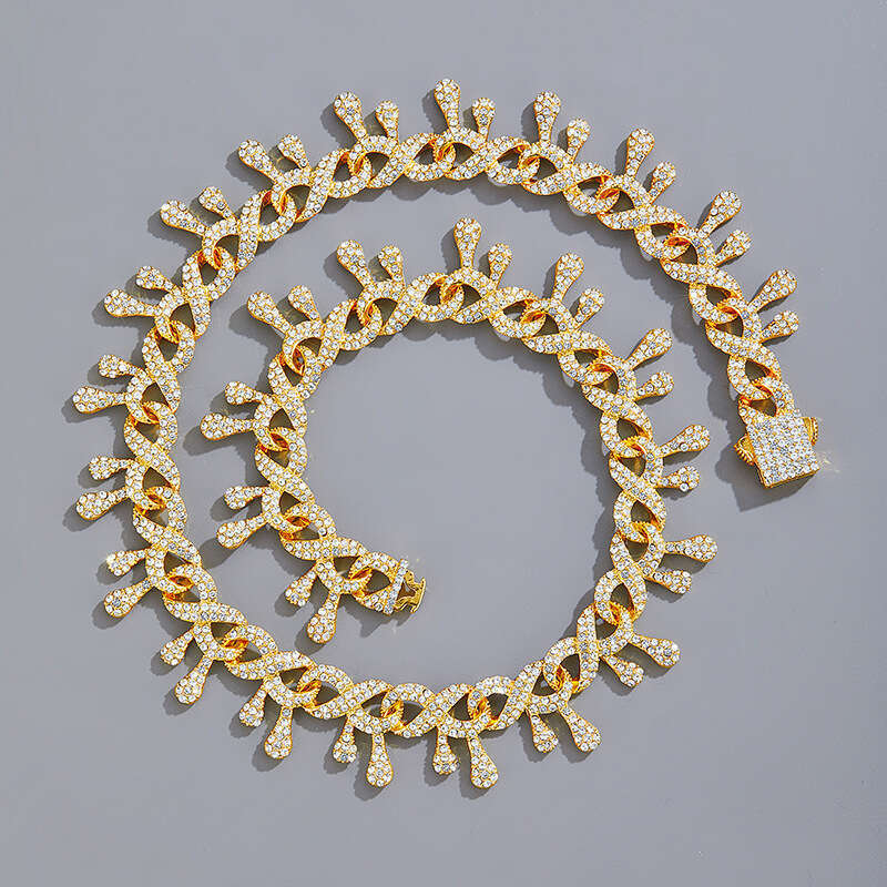 High-end Full Dia Cuban Chain Hip-hop Irregular Alloy Men and Women Trendy Necklace