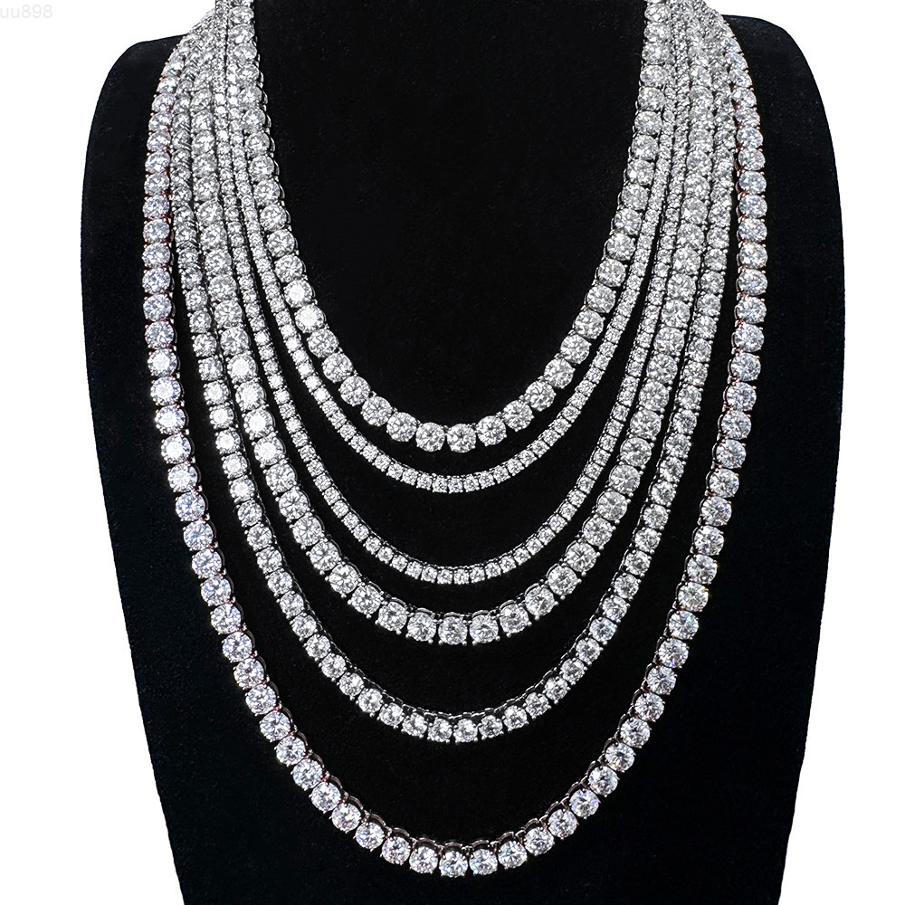 Wholesale Stock Tennis Chain Vvs Moissanite Necklaces 925 Sterling Silver 20inches VVS 5mm Moissanite Tennis Chain