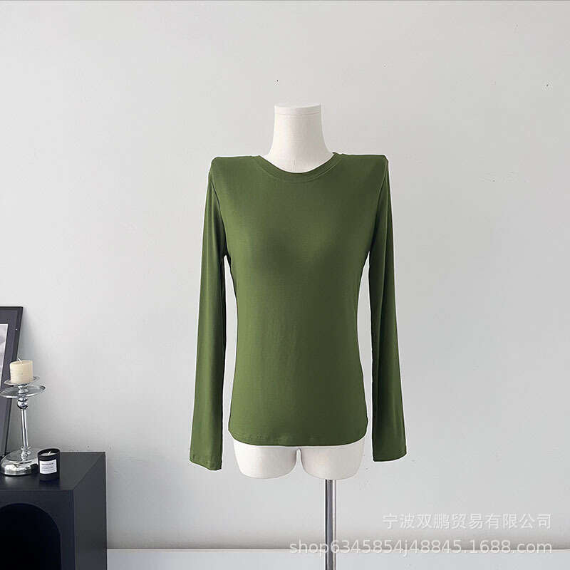 New Modal Knitted Long Sleeve Women's Slim Fit Basic Solid Color Base T-Shirt B5