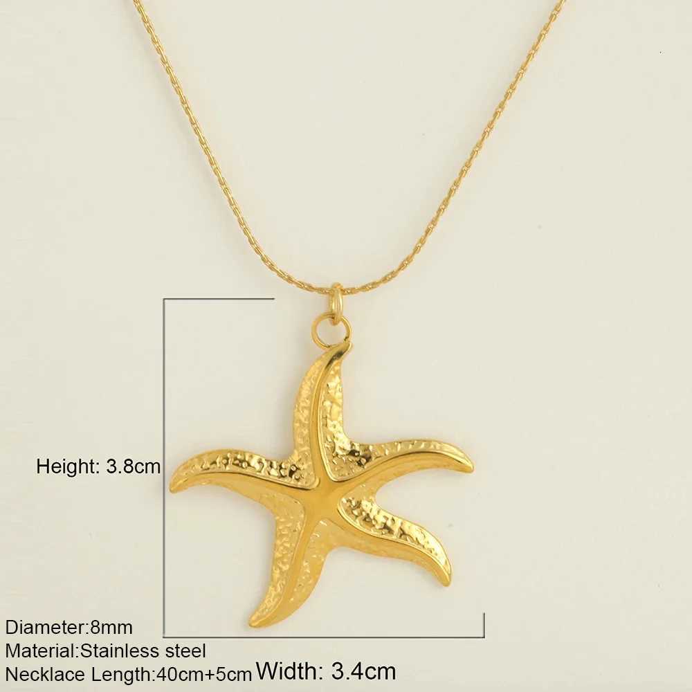 Ocean Series Golden Choker Stainless Steel Pendant Necklace for Women Shell Starfish Pendants Womens Chunky Jewelry Accessories XJ250717