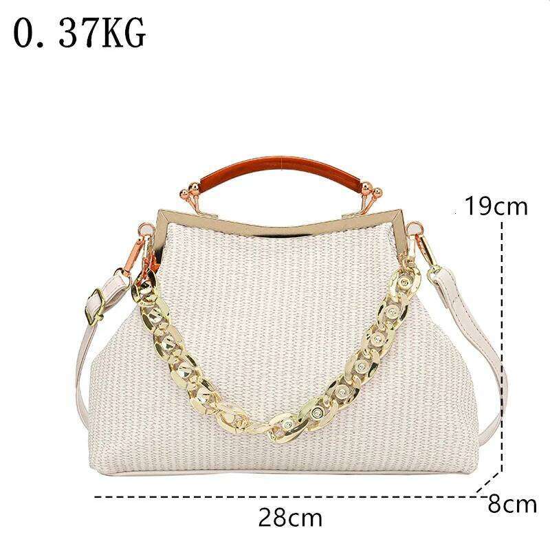 Women's Chain Shoulder Bags Gold PU Leather Shell Clip Designer Handbag Purse Party Wedding Clutch Fashion Messenger Bag