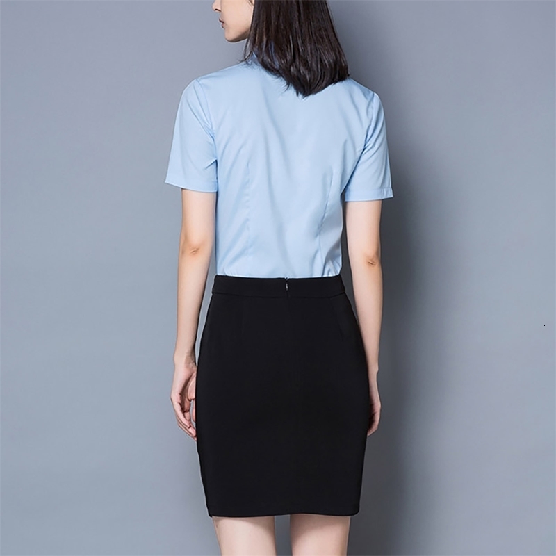 Womens Shortsleeved Slimfitting White Large Size Business Wear Women Shirt Tops Blouse 250704