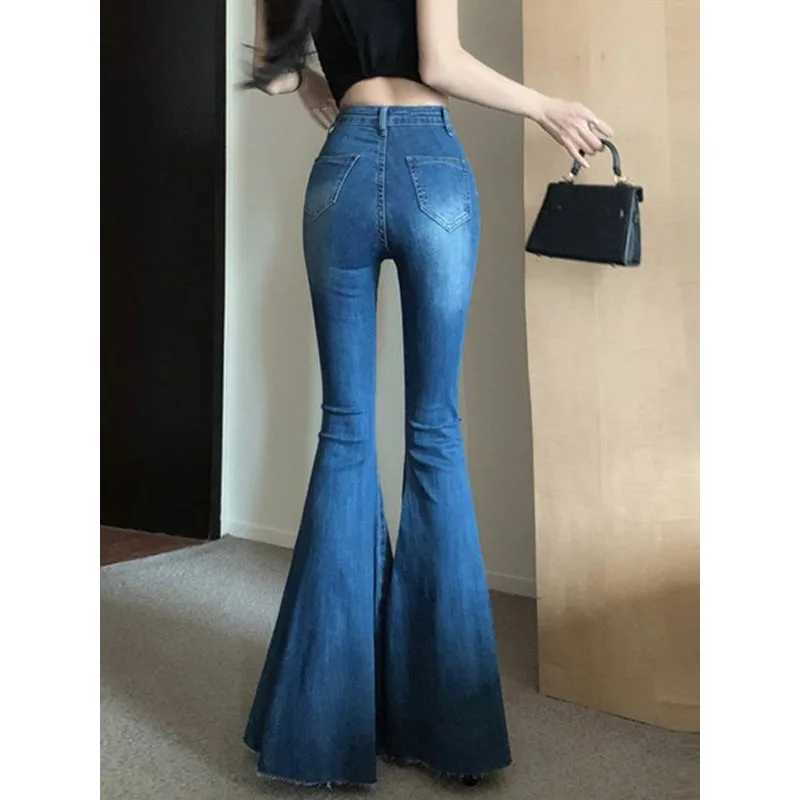 Fishtail Big Flared Jeans for Women in Autumn Hot Girl with High Waist Slim Temperament Wide-legged Pants Big-legged Pants R250716