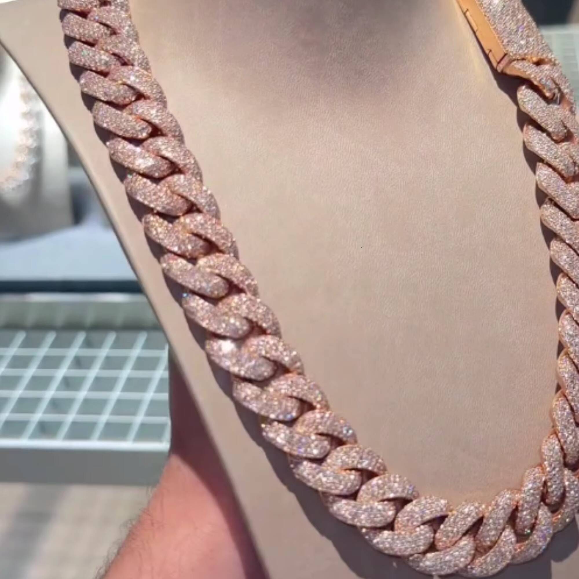 Fine Hip Hop Jewelry 10k Gold Moissanite 20mm Cuban Link VVS1 Moissanite Cuban Necklace Iced Out Diamond Cuban Chain