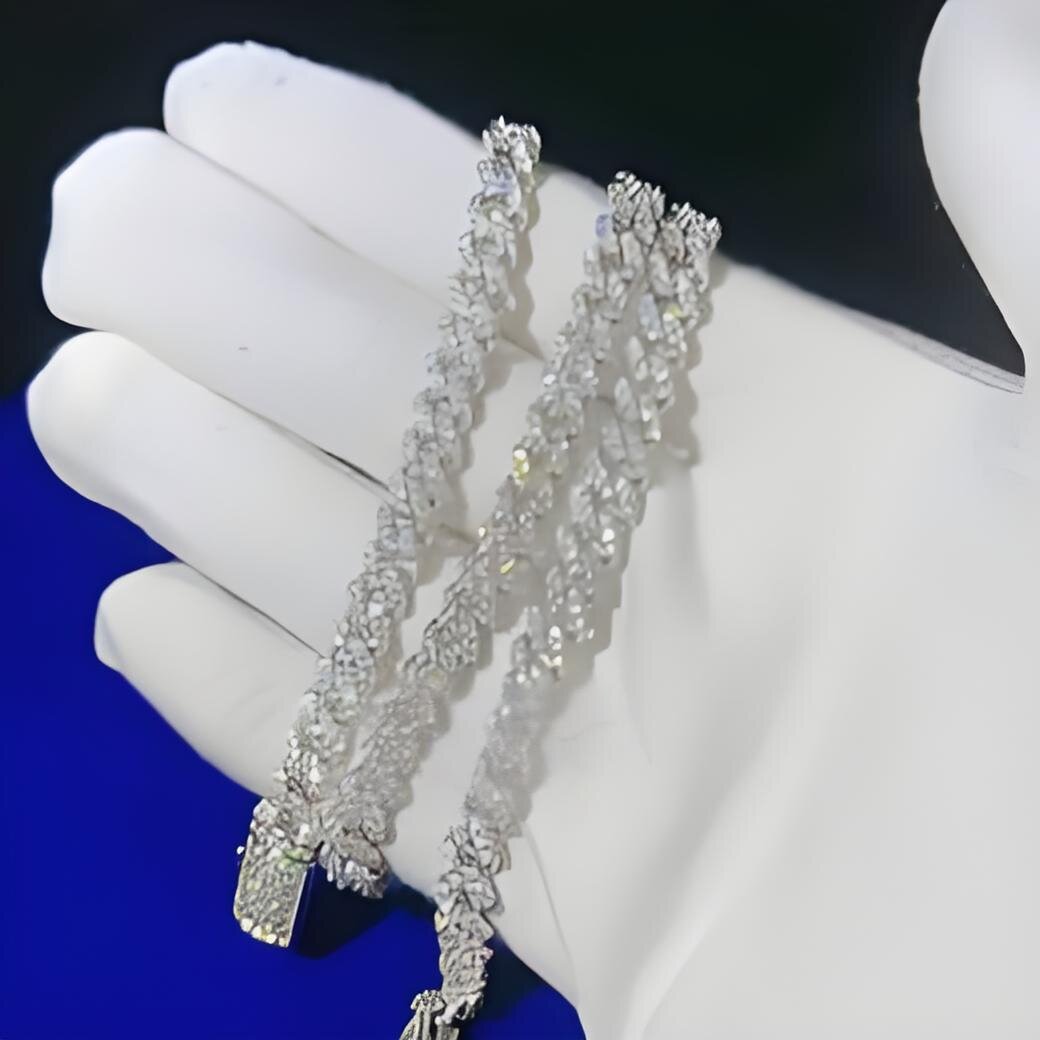Cheap Price Solid Sier Prong Set 1 Rows 6mm 8mm 10mm Hip Hop Iced Out Vvs Dia Moissanite Cuban Chain Free shipping