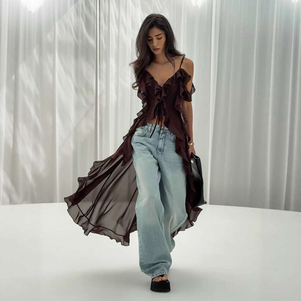 Sexy Summer New Ruffled V-Neck Strap Dress For Women B5