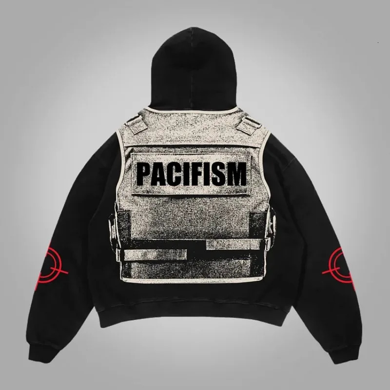 Hip-hop trend geometric letter graphics printed long-sleeved hoodies for men Y2K niche rock and roll Gothic aesthetic sweatshirt 250707