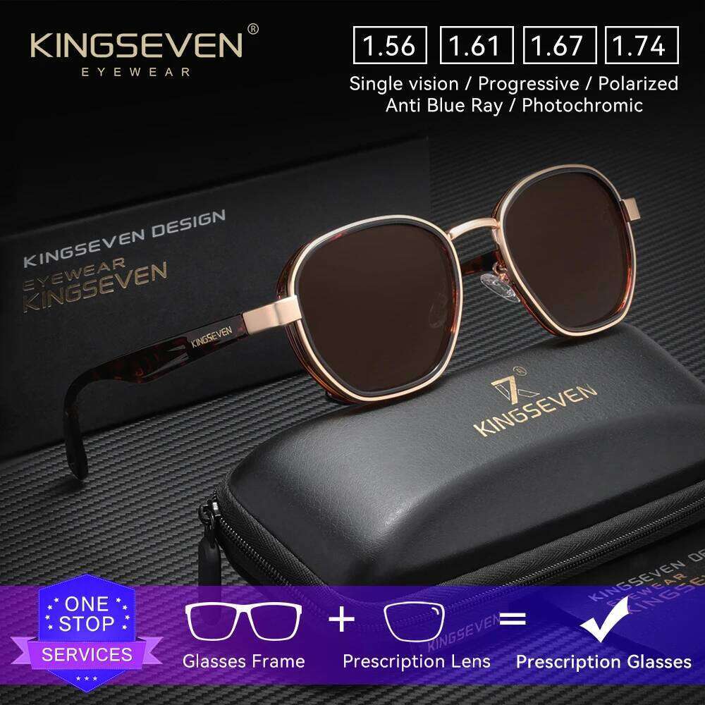 KINGSEVEN Causal Round Retro Optical Sunglasses Myopia Hyperopia PrescriptionGlasses Outdoor Driving Fashion Men Women Eyewear