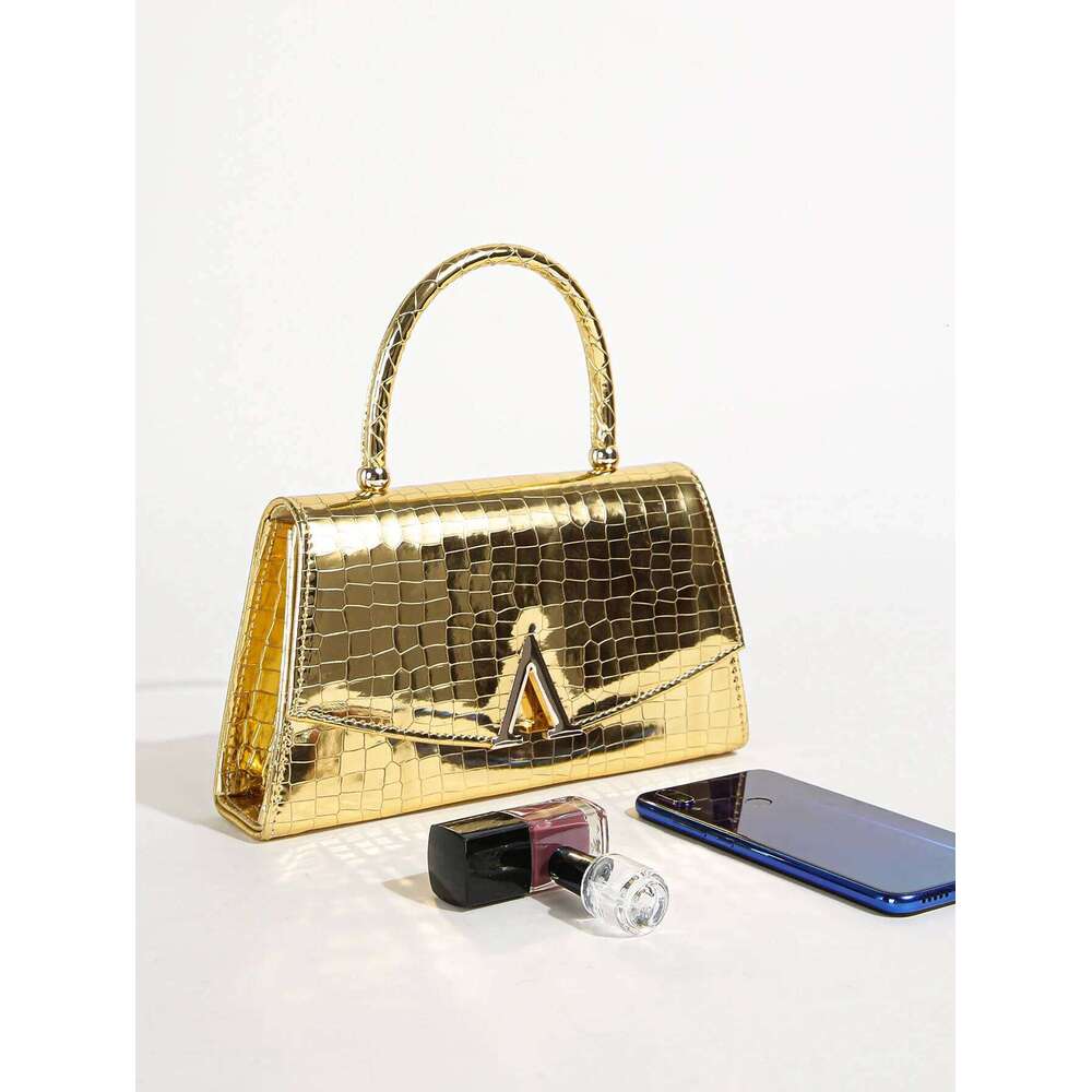 Women's Solid Color Mini Satchel Bag, Elegant Dinner Chain Bag For Women,Elegant,Exquisite Patent Square Evening