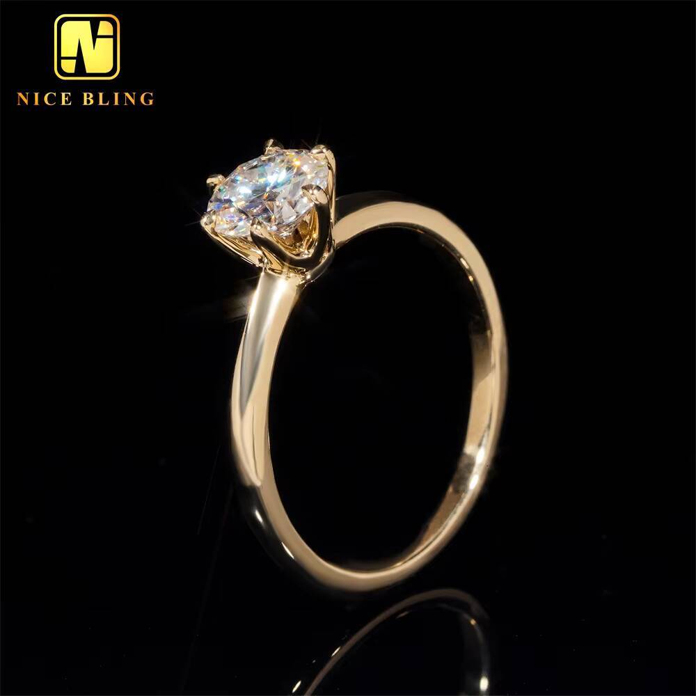 Classic Diamond Wedding Rings Women Round Cut 10K Gold VVS Moissanite Wedding Engagement Ring for Women